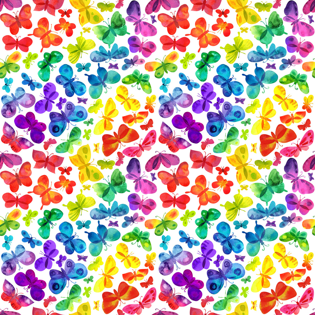 FF2251 Rainbow Butterflies - Digital Print 100% Quilting Cotton