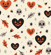 FF427 - Haunted Hearts Halloween Fabric 100% Quilting Cotton Approx. 44"/112cm