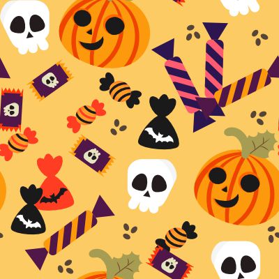 FF432 - Trick or Treat Pumpkins Halloween Fabric 100% Quilting Cotton Approx. 44"/112cm