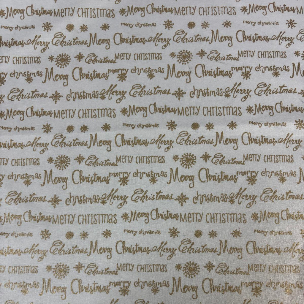 FX127 - Merry Christmas Lacquer Foiled 100% Quilting Cotton, Approx. 44" (112cm) Wide