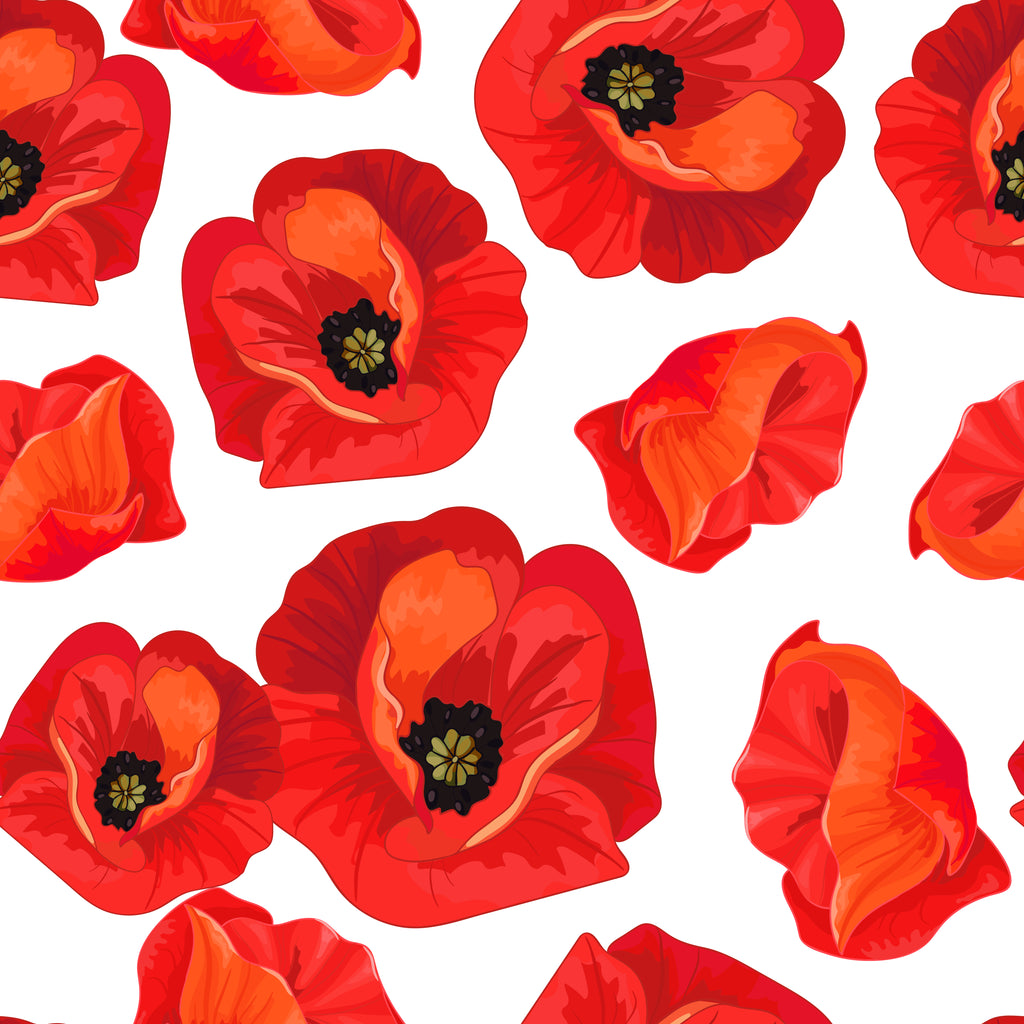 Red Florals Digital Print 100% Quilting Cotton, Approx. 44" (112cm) Wide - Available in 5 Colours