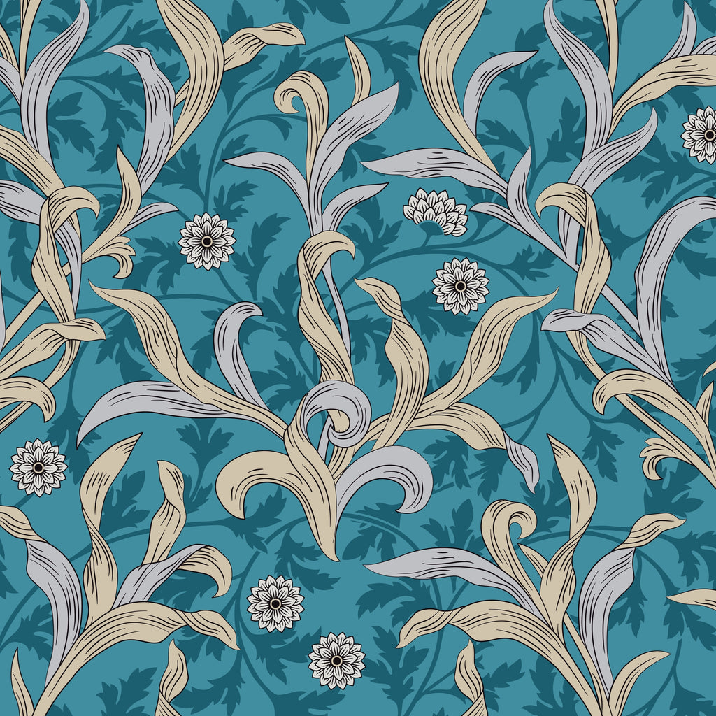 William Morris Inspired Singles Design 14 100% Quilting Cotton Approx. 44"/112cm