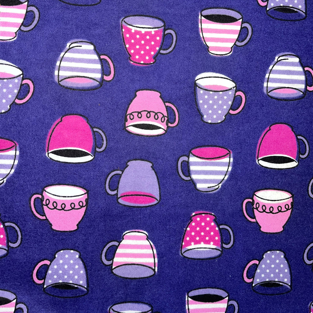 PO300/104 Tea Cups Print Brushed Cotton, 45" Wide.