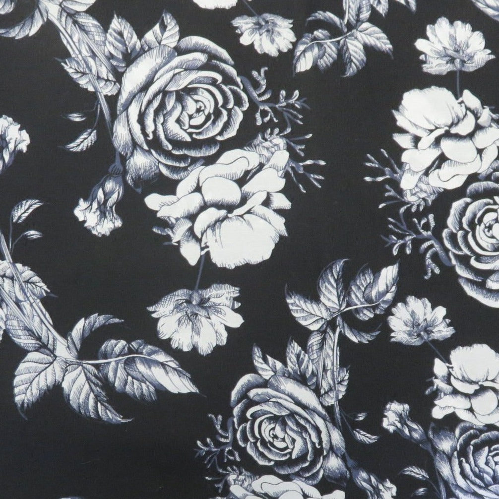 Poplin Print Design - 1078 Large Floral 100% Cotton Fabric 56"/140cm