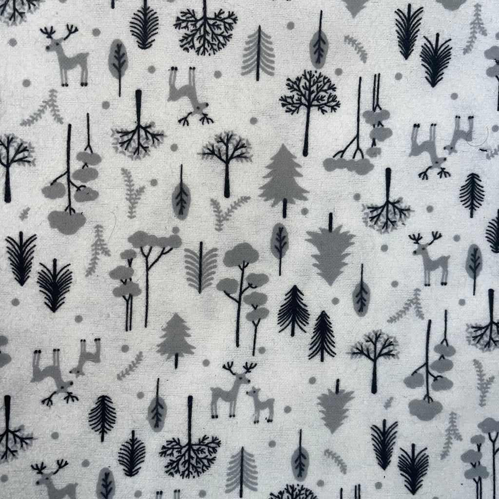 PO300/119 Reindeers & Trees Brushed Cotton, 45" Wide.