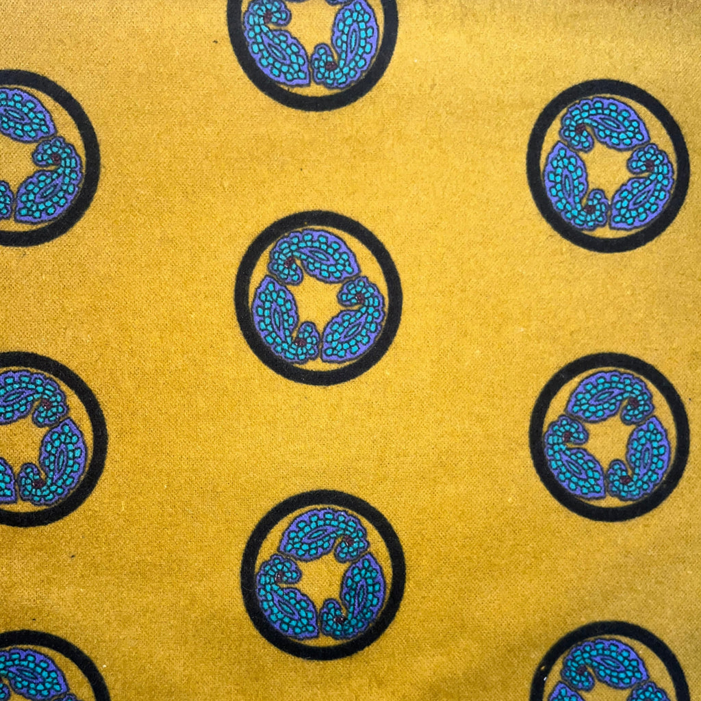 PO300/347 Circle with Paisley Yellow Print Brushed Cotton, 45" Wide.