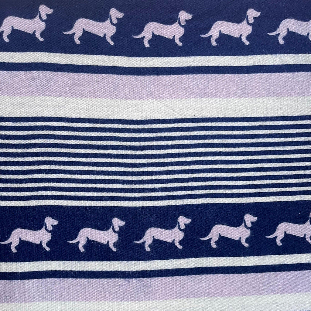 PO300/353 Navy Blue Dog Stripes Print Brushed Cotton, 45" Wide.