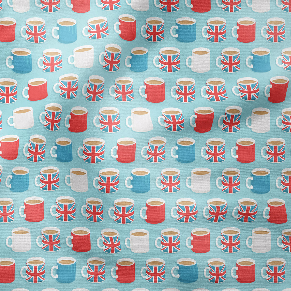 JB19 - Blue Tea Cups - Digital Print 100% Quilting Cotton
