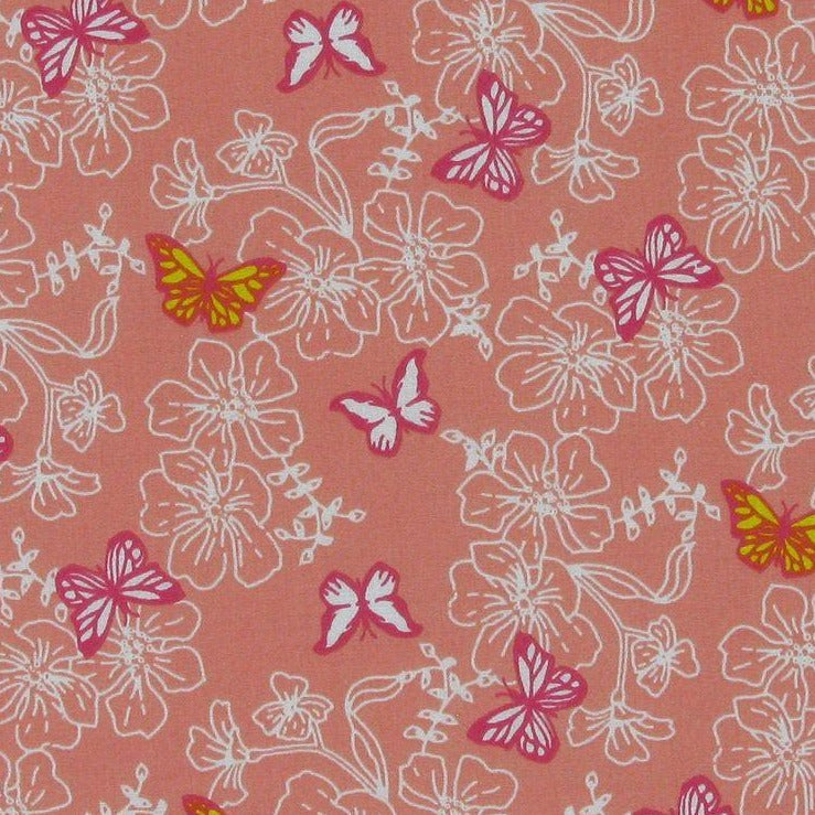 Butterflies & Flowers Design:2027 Polycotton Print 65% Polyester 35% Cotton Approx. 44"/112cm