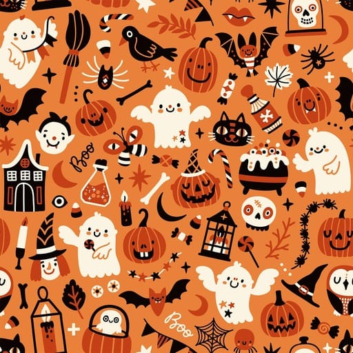 DP225 Halloween Boo - Digital Print 100% Cotton Poplin