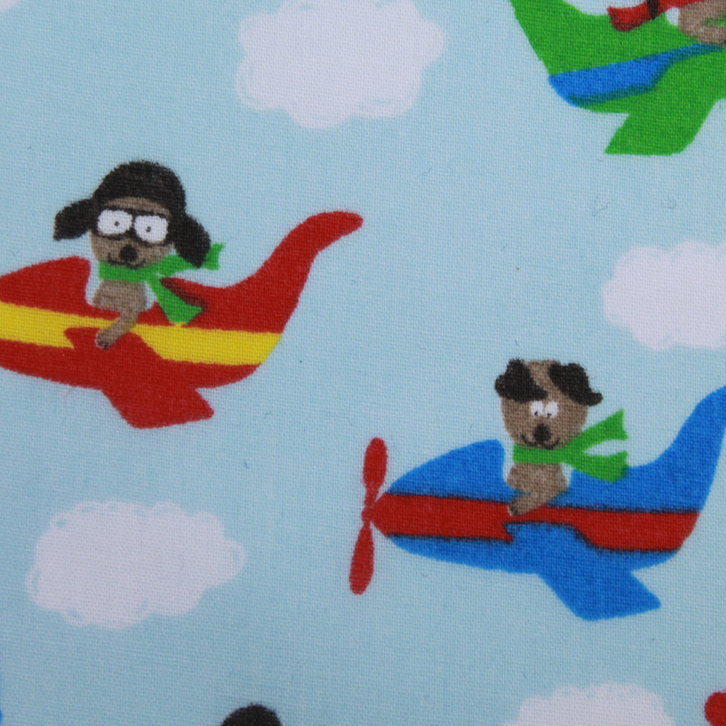 Dog flying Plane Design:1712 Polycotton Print 65% Polyester 35% Cotton Approx. 44"/112cm