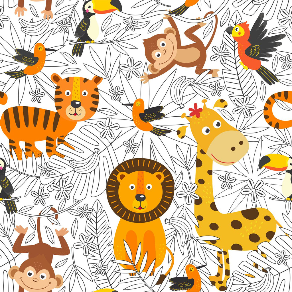 FF2007 Jungle Animals - Digital Print 100% Quilting Cotton