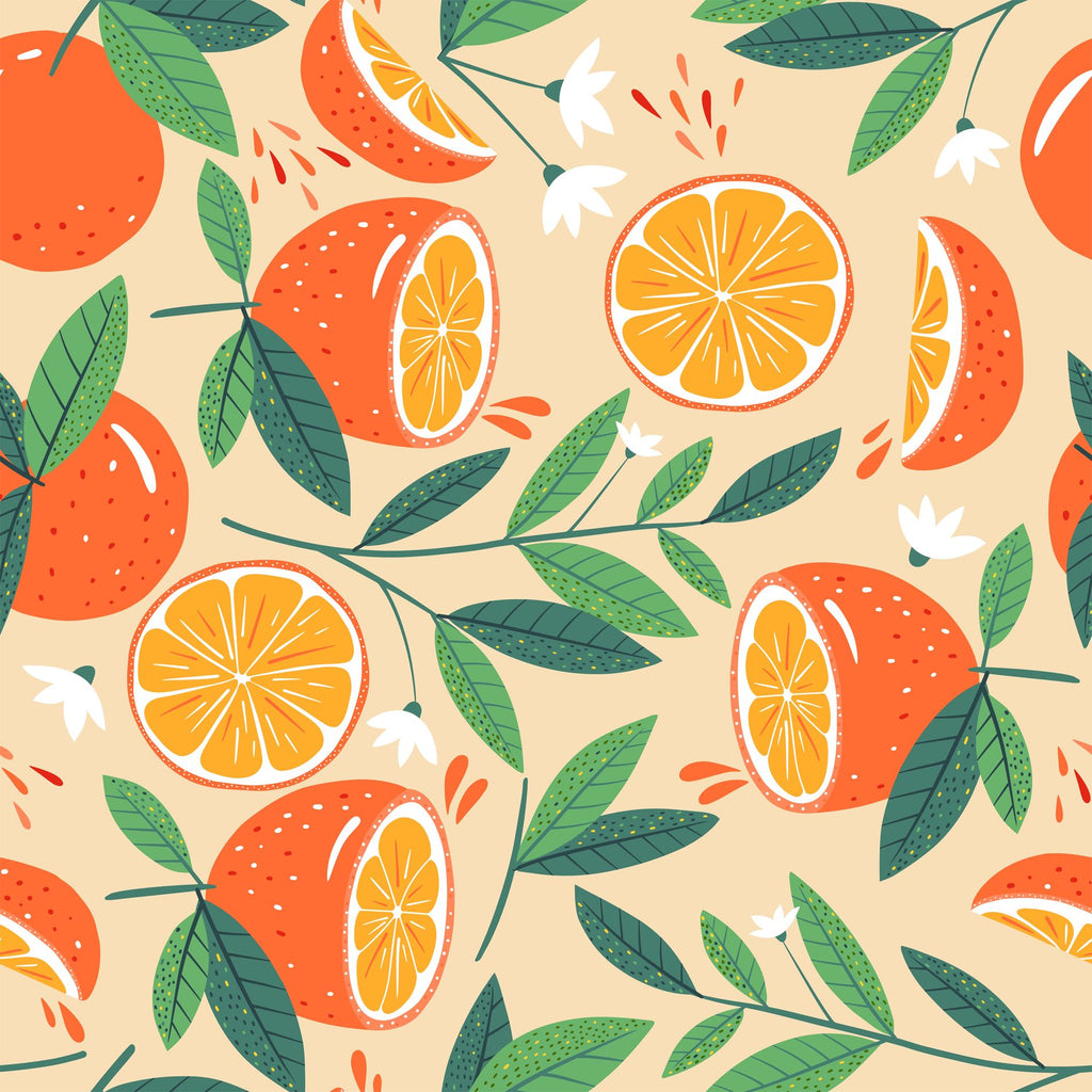 FF2104 Oranges Peach Background - Digital Print 100% Quilting Cotton
