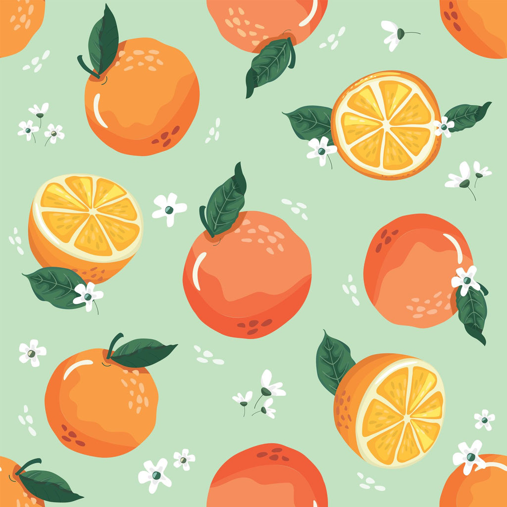 FF2105 Oranges Blue Background - Digital Print 100% Quilting Cotton