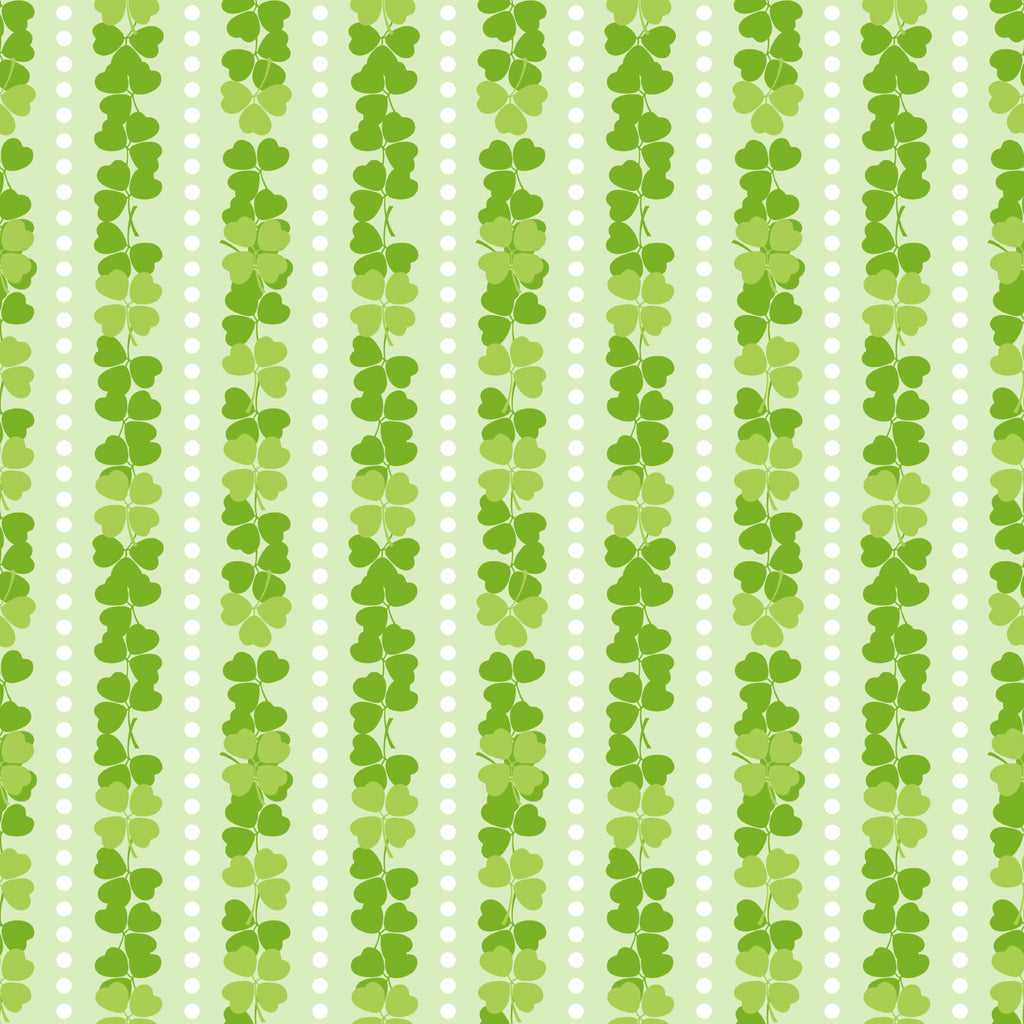 FF2119 Green Clover Stripe, St Patricks Day - Digital Print 100% Quilting Cotton