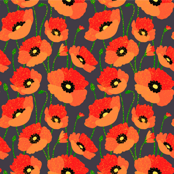 FF2284 Poppy Flowers - Digital Print 100% Quilting Cotton