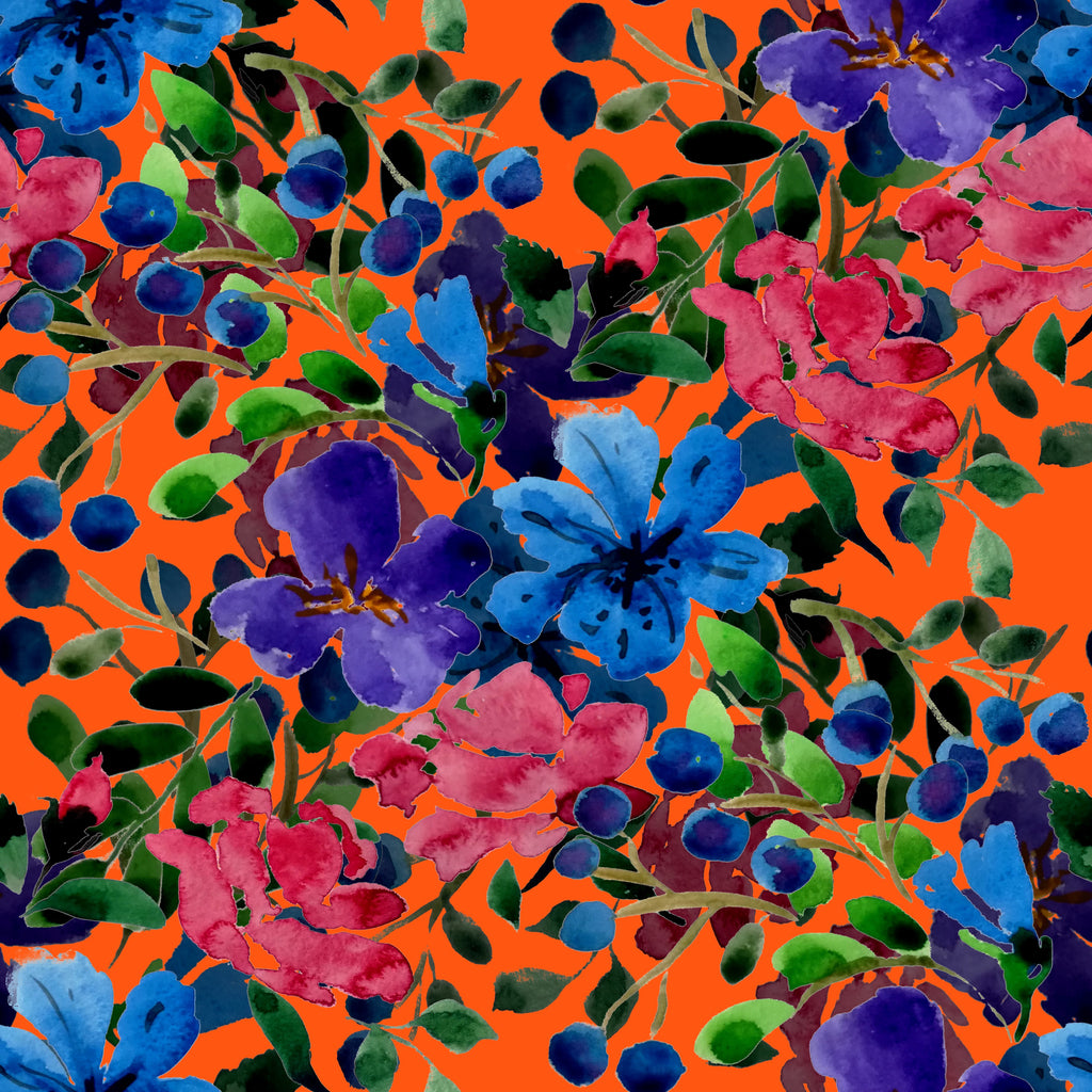 FF2285 Blue Floral - Digital Print 100% Quilting Cotton