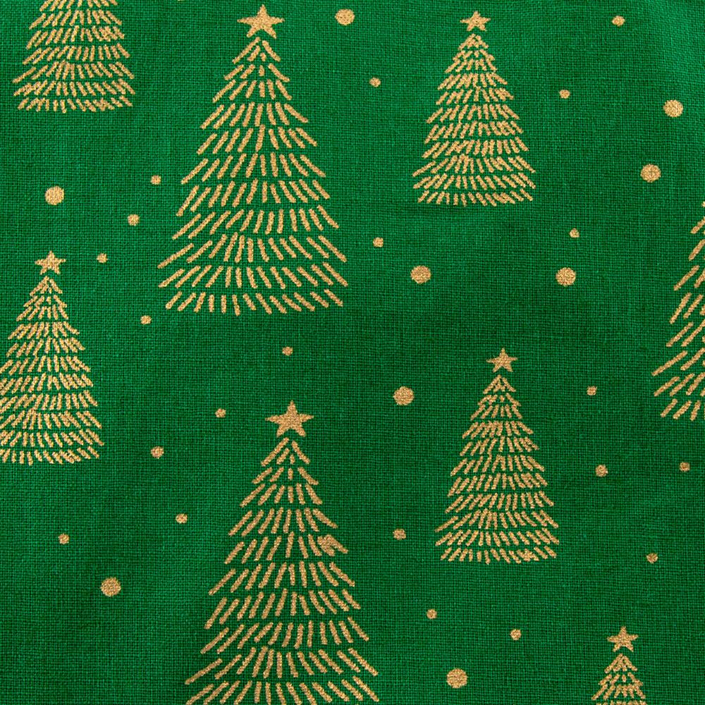 FX104 - Christmas Trees Christmas Lacquer Foiled 100% Quilting Cotton, Approx. 44" (112cm) Wide