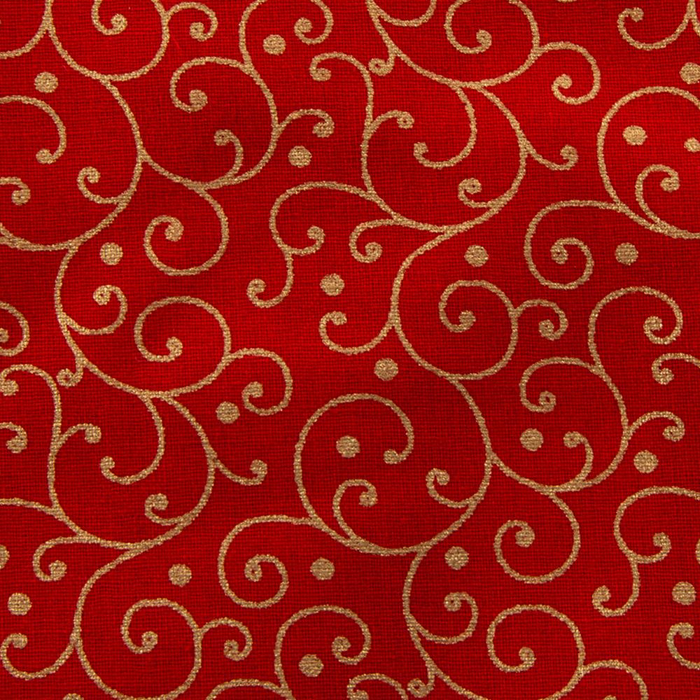 FX108 - Festive Vines Christmas Lacquer Foiled 100% Quilting Cotton, Approx. 44" (112cm) Wide