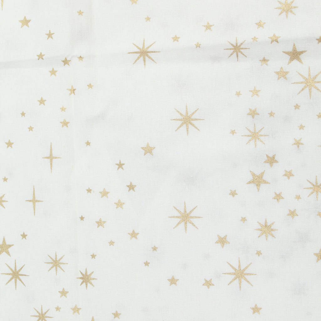 FX118 - Stars Christmas Lacquer Foiled 100% Quilting Cotton, Approx. 44" (112cm) Wide