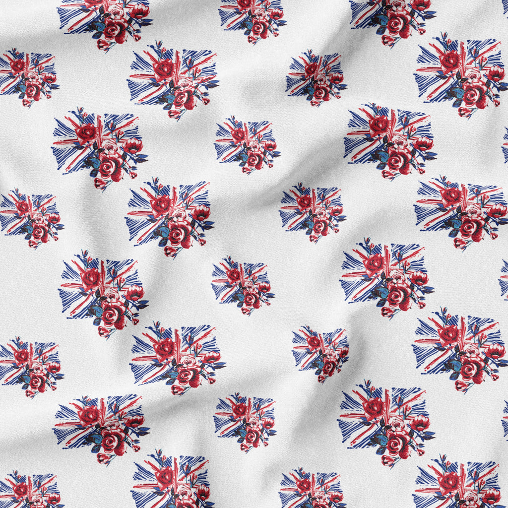 JB47 - Floral Union Jack - Digital Print 100% Quilting Cotton