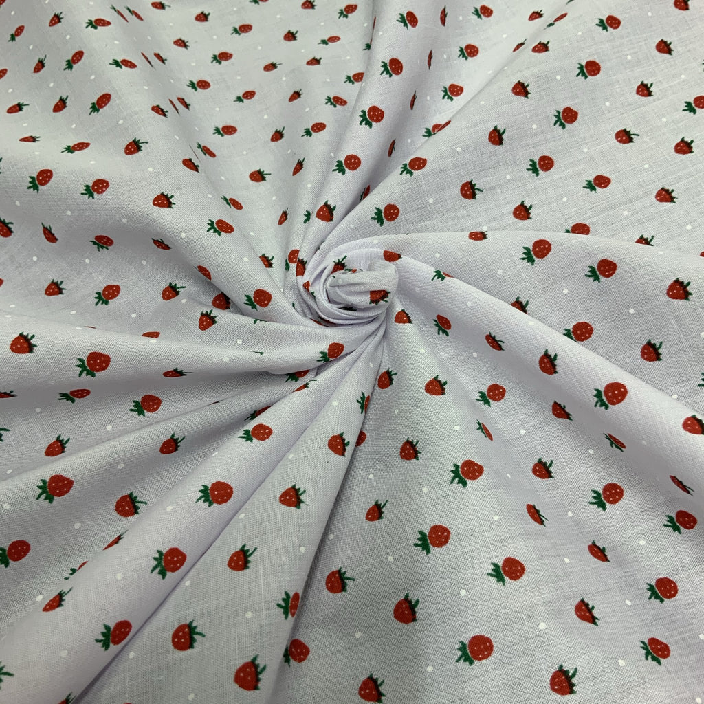 Strawberry Floral Polka Dot Paste Print Design B Polycotton 65% Polyester 35% Cotton Approx. 44"/112cm