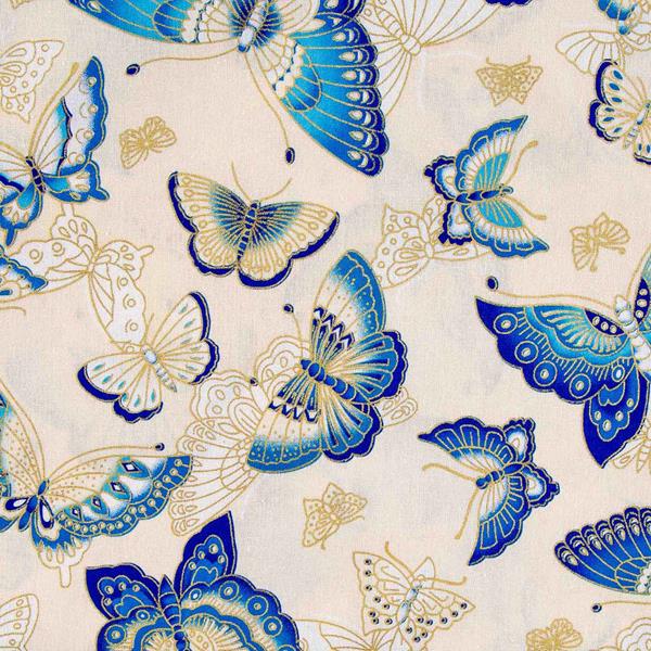 PO236 Japanese Butterfly Metallic 100 Cotton, 58" (147cm) Wide