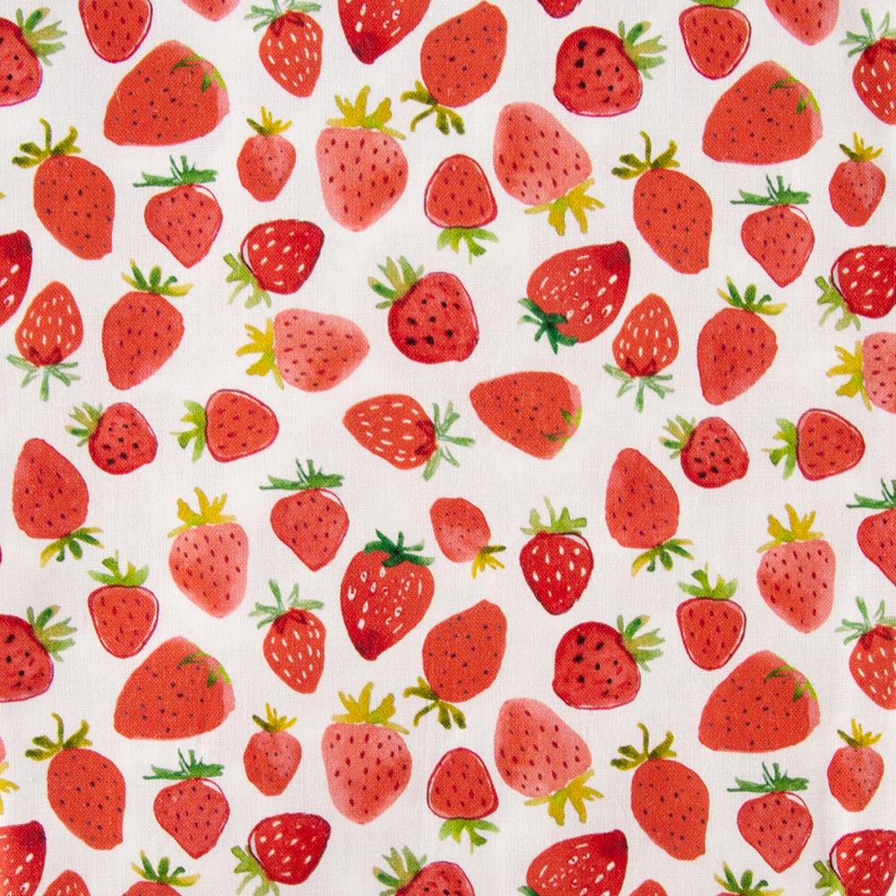 FF2085 Watercolour Strawberries - Digital Print 100% Quilting Cotton